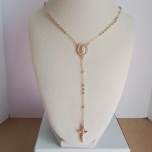 Elegant Yellow Gold Rosary Necklace